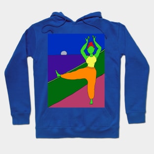Alien lady stretching by the sea Hoodie